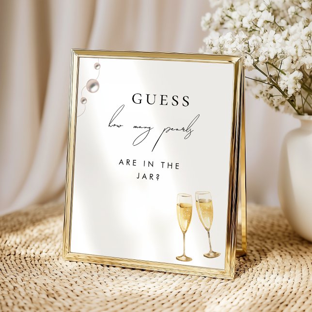 How Many Pearls Champagne Bridal Shower Game Sign (Creator Uploaded)