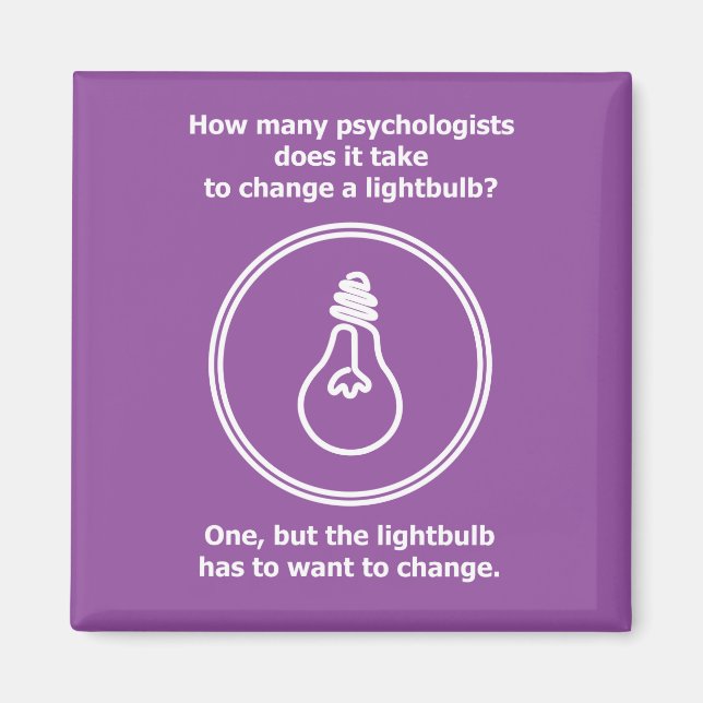 How many psychologists lightbulb humor joke magnet (Front)