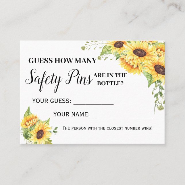 How many safety pins game bilingual shower card (Front)