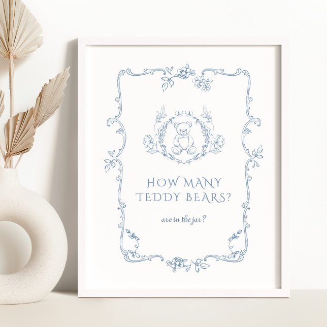 How many teddy bears Toile vintage frame Poster (Creator Uploaded)