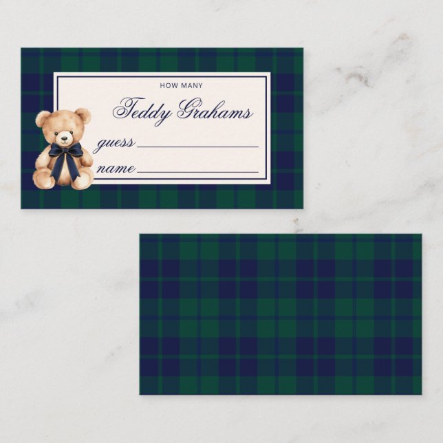 How Many teddy grahams Teddy Bear Red Plaid Enclosure Card (Front/Back)
