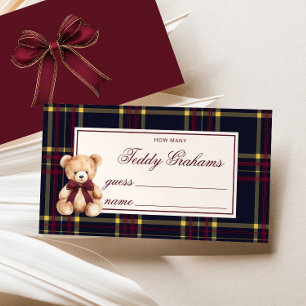 How Many teddy grahams Teddy Bear Red Plaid Enclosure Card