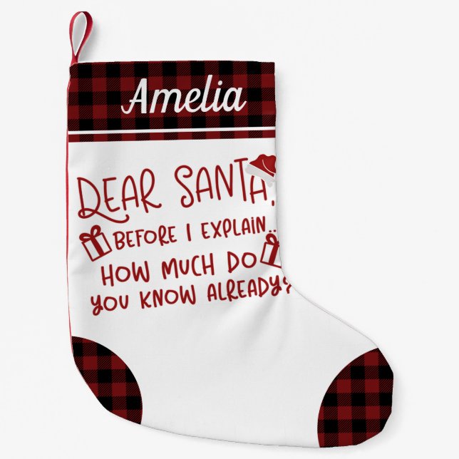 How Much Do You Know Already Funny Letter To Santa Small Christmas Stocking (Front)