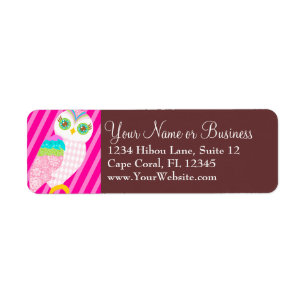 How Now Baby Pink Owl? Return Address Label