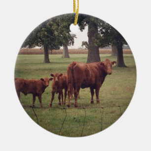 How Now Brown Cow Ceramic Ornament