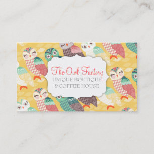 How Now Little Owls? Pastels on Goldenrod Business Card