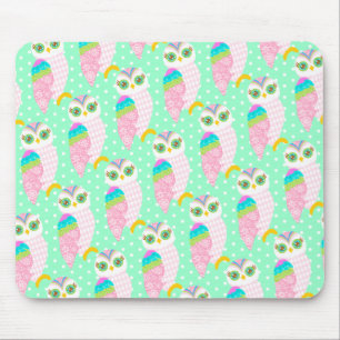 How Now White Owl - Polka Dots Mouse Pad