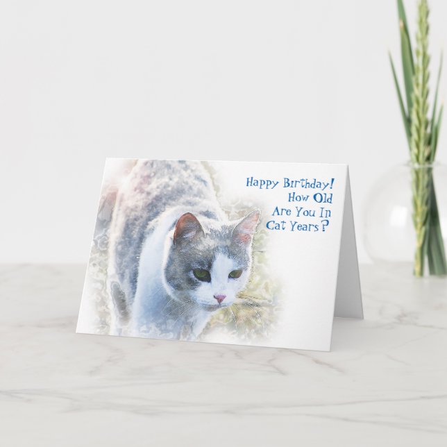 How Old Are You in Cat Years Birthday Card (Front)