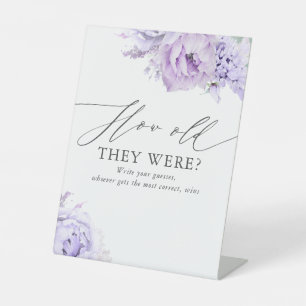 How old they were - Write Your Guesses - Purple Pedestal Sign