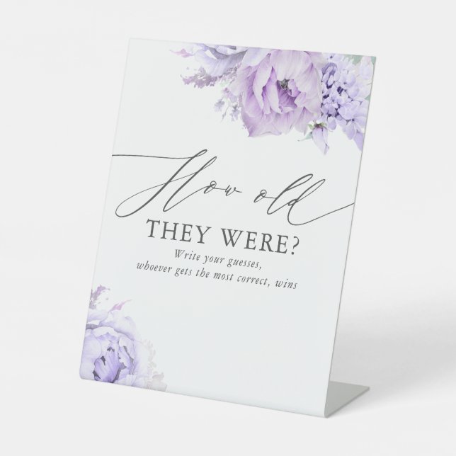 How old they were - Write Your Guesses - Purple Pedestal Sign (Front)