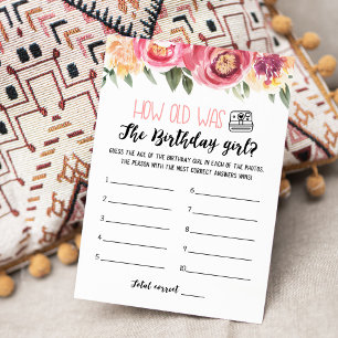 How old was Birthday girl Game Birthday party Card