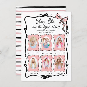 How Old was Bride Hand Drawn Bow Bridal game Invitation
