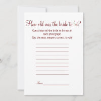 how old was bride to be bridal shower game