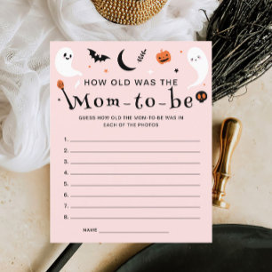 How Old was Mum  Pink Halloween Baby Shower Game