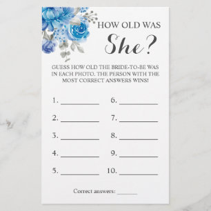 How old was She? Blue Flower Game Card