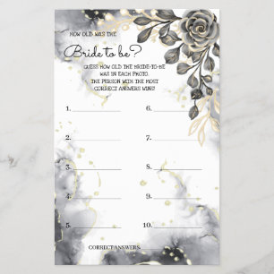 How old was the Black&Gold Roses Shower Game Card
