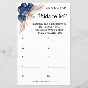 How old was the Blue Flowers Shower Game Card