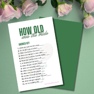 How Old Was the Bride Answer Key Tennis Game