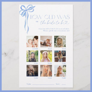 How Old Was The Bride Blue Bow Bridal Shower Game