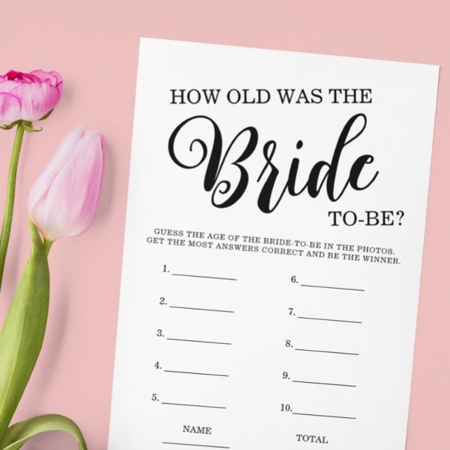 How old was the Bride Bridal Shower Game (Creator Uploaded)
