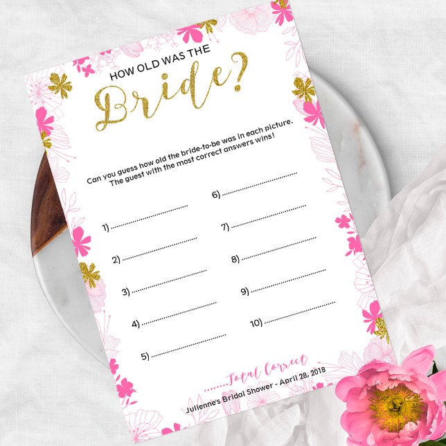 How Old Was the Bride Bridal Shower Game Invitation (Creator Uploaded)