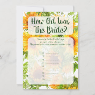 How Old Was The Bride Shower Game Sunflowers