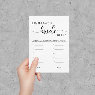 How old was the Bride Simple Bridal Shower Game Invitation