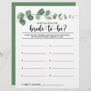 How Old Was the Bride-To-Be Bridal Shower Game