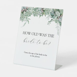 How Old was the Bride to Be Bridal Shower Game Ped Pedestal Sign