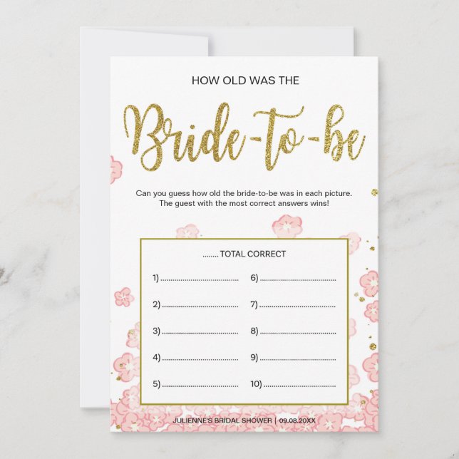 How Old Was the Bride-to-Be | Pink and Gold (Front)