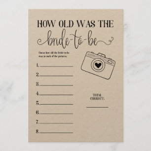How Old Was The Bride-To-Be Shower Game Program