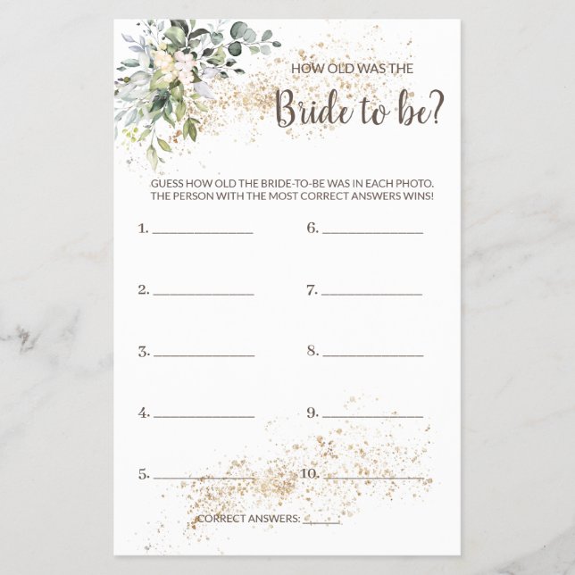 How old was the Herbal Shower Game Card Flyer (Front)