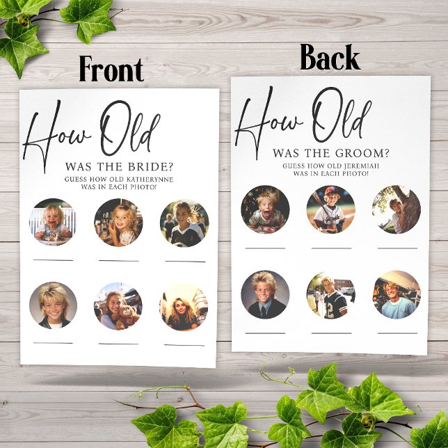 How Old Were Bride Groom Engagement Party Game (2 Sided Wedding Reception Game)