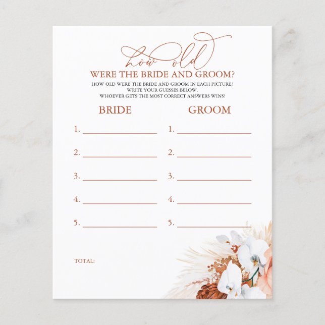 How Old Were The BRIDE AND GROOM Game (Front)