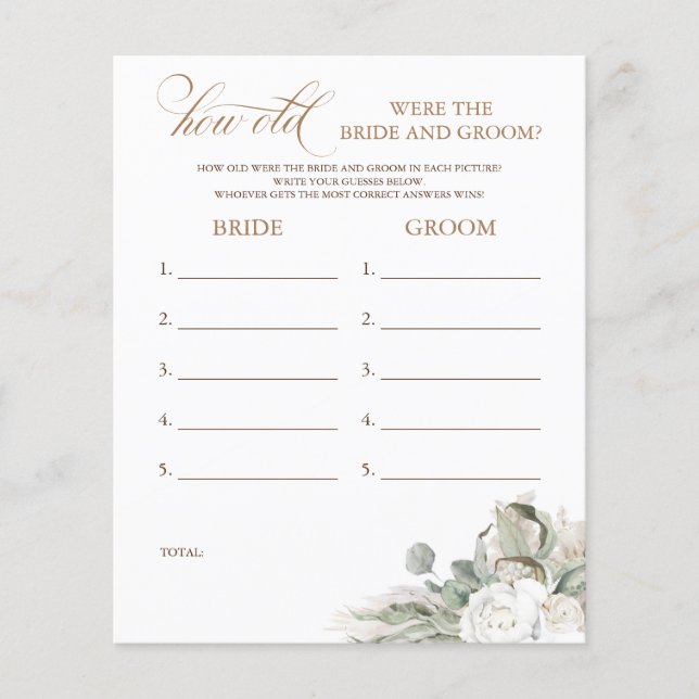 How Old Were The BRIDE AND GROOM Game (Front)