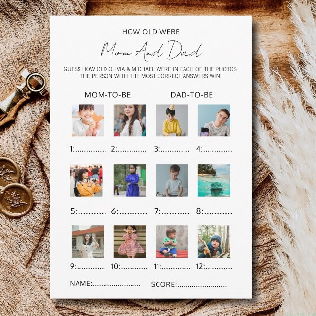 How Old Were The Mom & Dad To Be Baby Shower Game Invitation (Creator Uploaded)