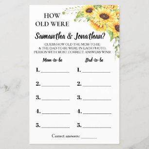 How old were They Baby shower bilingual game card