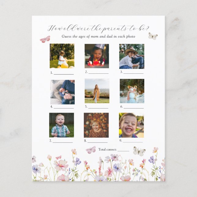 How Old Were They Baby Shower Game (Front)