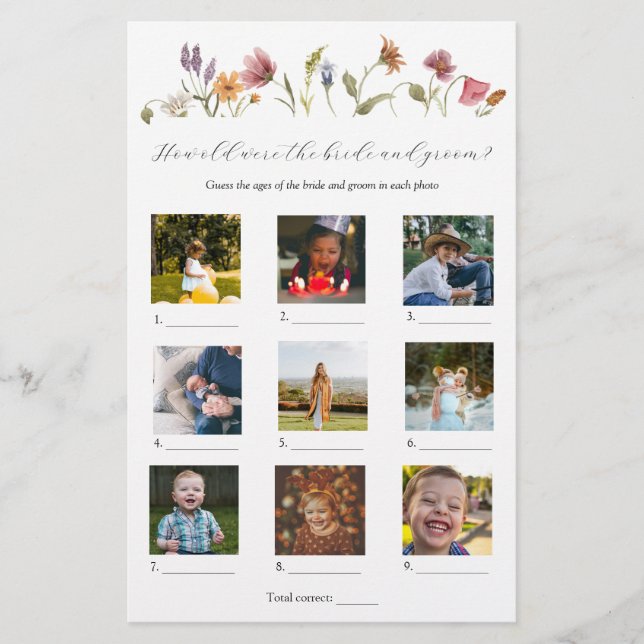 How Old Were They Bridal Shower Game (Front)