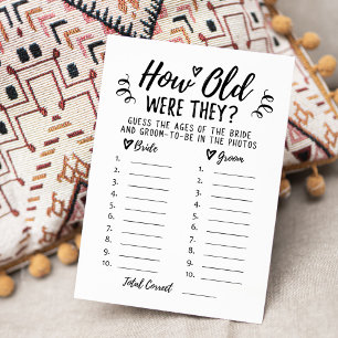 How old were they Bridal Shower or Hen Party Card