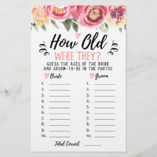 How old were they Bridal Shower or Hen Party game