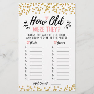 How old were they Bridal Shower or Hen Party game