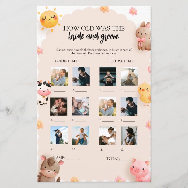 How Old Were They Bride And Groom Guessing Game (Front)