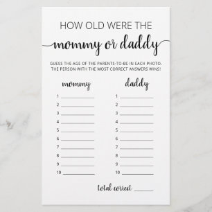 How old were they game Baby Shower party game