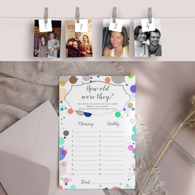 How old were they, guess the age Baby Shower Game (How old were they?)