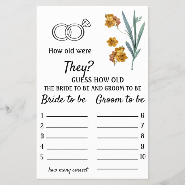 How old were they? Orange Flowers - Game Flyer (Front)