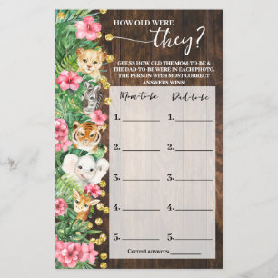 How old were They Pink Safari Shower Game Card