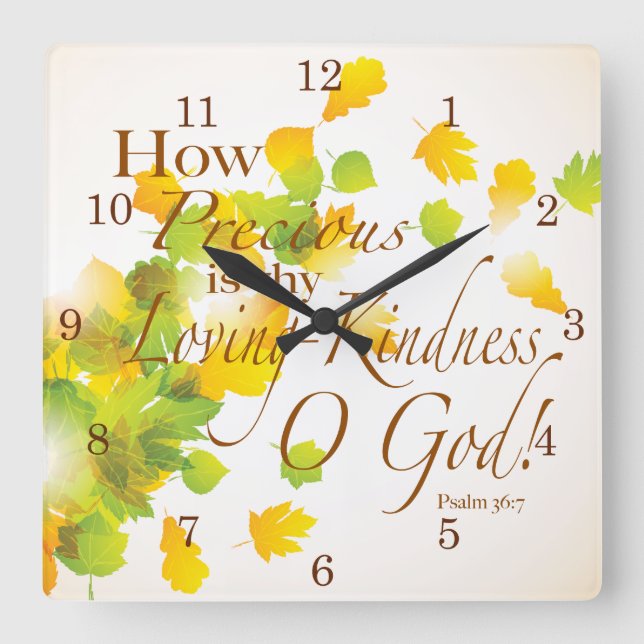 How Precious is Thy Loving Kindness Square Wall Clock (Front)