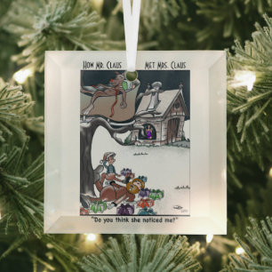 How Santa Met Mrs. Claus Glass Square Ornament
