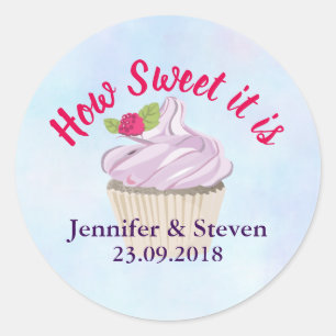 How Sweet it is Pink Cupcake Wedding Classic Round Sticker